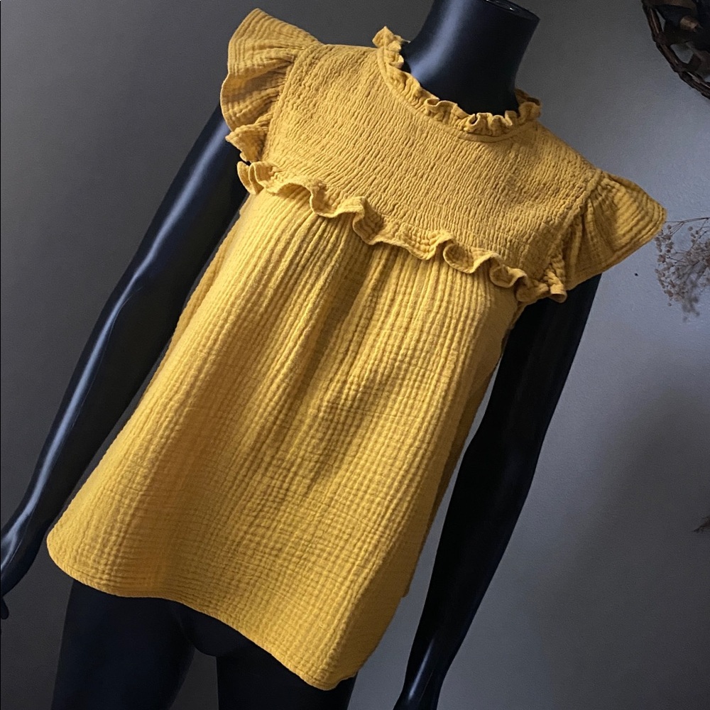 Rose & Olive Mustard Ruffled Blouse